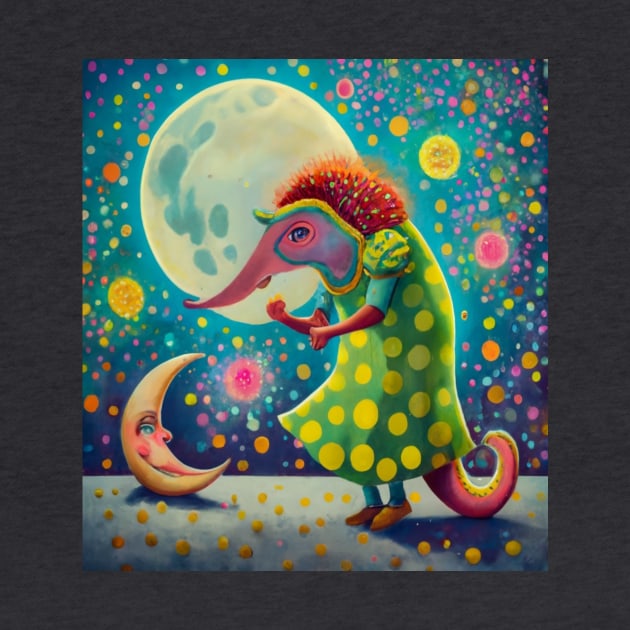 old pangolin dancing on moon by Catbrat